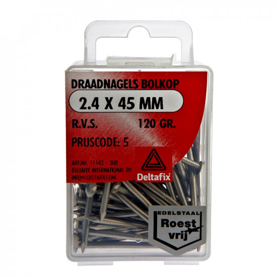 DRAADNAGELS BOLKOP R.V.S. 2.4X45 120 GR