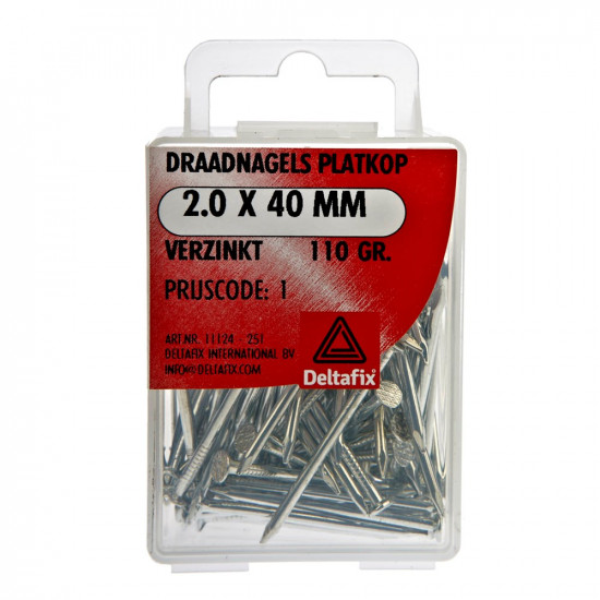 DRAADNAGELS PLATKOP VERZINKT 2.0X40 110 GR