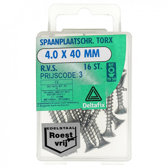 SPAANPLAATSCHROEF TX RVS 3.5X40 18 ST