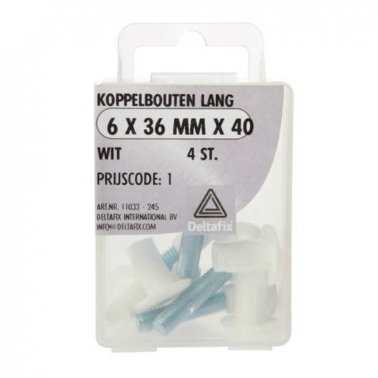 KOPPELBOUTEN LANG WIT 6X36 MM 4 ST