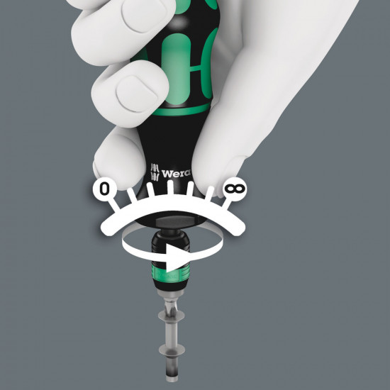 SERIE 7400 KRAFTFORM DRAAIMOMENTSCHROEVENDRAAIER MET VAST VOORINGESTELD MEETBEREIK VOLGENS KLANTSPECIFICATIE, MAAT VAN DE HANDGREEP 89 MM, 7452 X 0,9-1,5 NM
