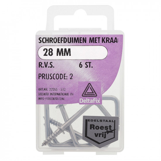 SCHROEFDUIM MET KRAAG RVS A2 16 MM 8ST