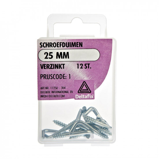 SCHROEFDUIMSTANDAARD VZ 25 MM 12ST