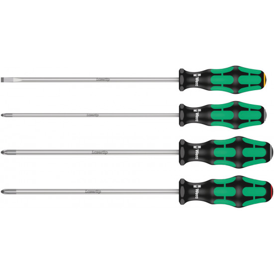 335/350/355/4 SCHROEVENDRAAIERSET KRAFTFORM PLUS LASERTIP MET 200 MM LANGE KLINGEN, 4-DELIG