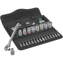 8100 SA 10 ZYKLOP METAL-RATELSET DOORSTEEKVIERKANT, 1/4"-AANDRIJVING, INCH, 28-DELIG