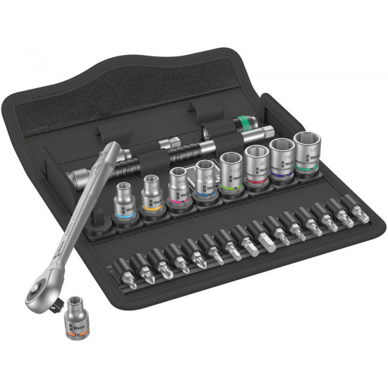 8100 SA 10 ZYKLOP METAL-RATELSET DOORSTEEKVIERKANT, 1/4"-AANDRIJVING, INCH, 28-DELIG