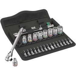 8100 SA 11 ZYKLOP METAL-RATELSET, OMSCHAKELPAL, 1/4"-AANDRIJVING, INCH, 28-DELIG