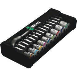 8100 SA 11 ZYKLOP METAL-RATELSET, OMSCHAKELPAL, 1/4"-AANDRIJVING, INCH, 28-DELIG