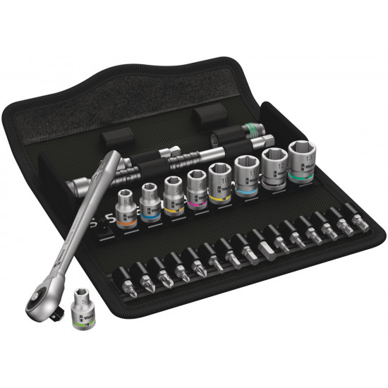8100 SA 7 ZYKLOP METAL-RATELSET DOORSTEEKVIERKANT, 1/4"-AANDRIJVING, METRISCH, 28-DELIG