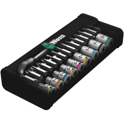8100 SA 7 ZYKLOP METAL-RATELSET DOORSTEEKVIERKANT, 1/4"-AANDRIJVING, METRISCH, 28-DELIG