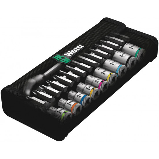 8100 SA 7 ZYKLOP METAL-RATELSET DOORSTEEKVIERKANT, 1/4"-AANDRIJVING, METRISCH, 28-DELIG