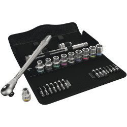8100 SC 7 ZYKLOP METAL-RATELSET DOORSTEEKVIERKANT, 1/2"-AANDRIJVING, METRISCH, 28-DELIG