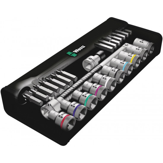 8100 SC 10 ZYKLOP METAL-RATELSET DOORSTEEKVIERKANT, 1/2"-AANDRIJVING, INCH, 28-DELIG