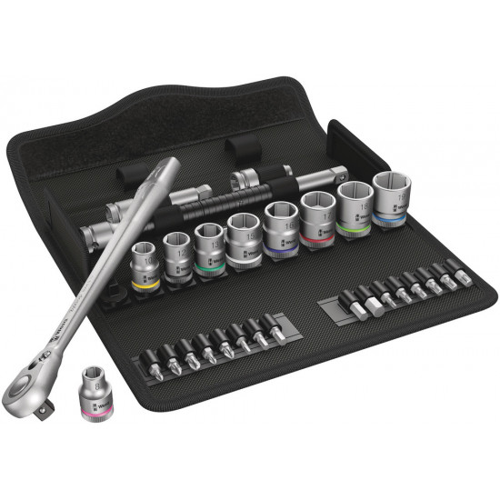 8100 SB 8 ZYKLOP METAL-RATELSET, OMSCHAKELPAL, 3/8"-AANDRIJVING, METRISCH, 29-DELIG