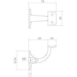 INTERSTEEL LEUNINGHOUDER ACHTERPLAAT HOL ZADEL RVS GEBORSTELD