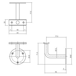 INTERSTEEL LEUNINGHOUDER HOL ZADEL RVS GEBORSTELD