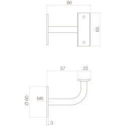 INTERSTEEL LEUNINGHOUDER VLAK ZADEL RVS GEBORSTELD