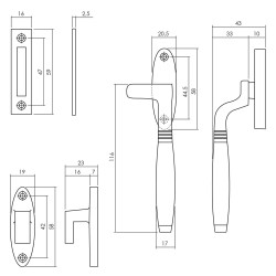 INTERSTEEL RAAMSLUITING TON LINKS CHROOM MAT / EBBENHOUT