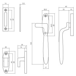 INTERSTEEL RAAMSLUITING DUDOK RECHTS ZWART