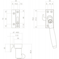 INTERSTEEL RAAMSLUITING AFSLUITBAAR SKG* LINKS TON 400 CHROOM/EBBENHOU