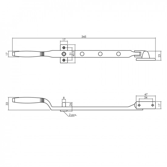 INTERSTEEL RAAMUITZETTER TON MET STELPENNEN NIKKEL / EBBENHOUT