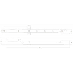 INTERSTEEL RAAMUITZETTER MET PEN MESSING ONGELAKT