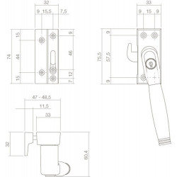 INTERSTEEL RAAMSLUITING AFSLUITBAAR SKG* LINKS NIKKEL TON 222/EBBENHOU