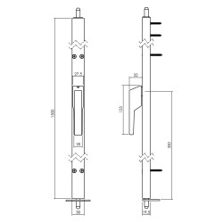 INTERSTEEL RAAMESPAGNOLET NIET AFSLUITBAAR RECHTS 1500MM RAL 9010 WIT