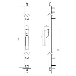 INTERSTEEL RAAMESPAGNOLET AFSLUITBAAR RECHTS 1500MM MET UITWISSELBARE