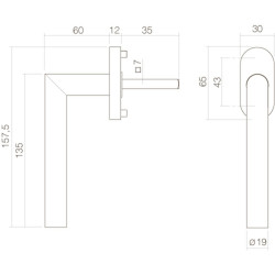 INTERSTEEL RAAMKRUK HOEK 90Â° RVS GEBORSTELD