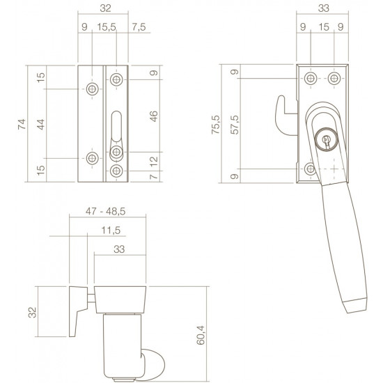 INTERSTEEL RAAMSLUITING AFSLUITBAAR SKG* LINKS TON 400 NIKKEL MAT/EBBE