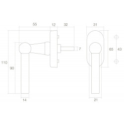 INTERSTEEL RAAMKRUK L-MODEL MESSING GETROMMELD