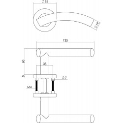 INTERSTEEL DEURKRUK GEBOGEN OP ROZET MET 7 MM NOK RVS GEBORSTELD