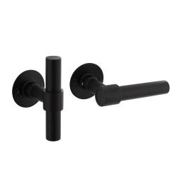 INTERSTEEL DEURKRUK L/T-MODEL MET ROZET 2 MM RVS/ZWART