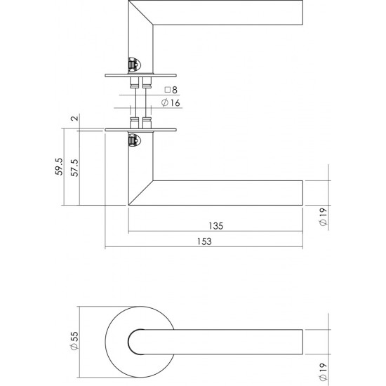 INTERSTEEL DEURKRUK JURA MET ZELFKLEVEND ROZET MAT ZWART