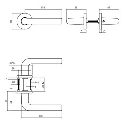 INTERSTEEL DEURKRUK DERBY OP ROZET ø¸50X7 MM ALUMINIUM ZWART