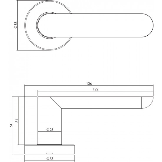 INTERSTEEL DEURKRUK MASSIEF STRAK-ELEGANT GEVEERD OP ROZET ø˜53X10 MET