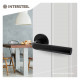 INTERSTEEL DEURKRUK RECHT OP RONDE ROZET ø˜55X8 MM ALUMINIUM ZWART