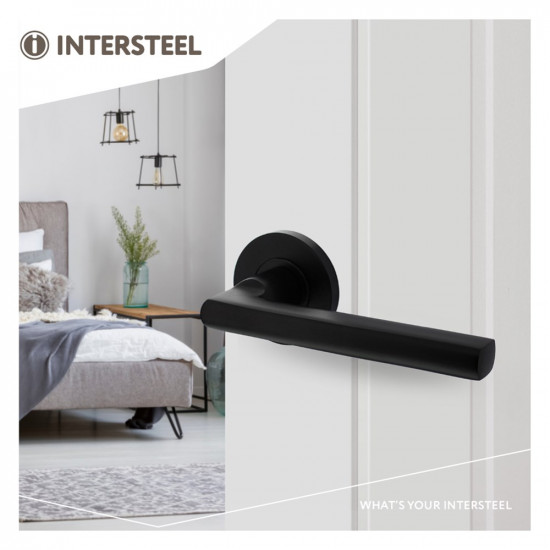 INTERSTEEL DEURKRUK HOEK 90Â°-VLAK OP ROZET ø˜55X8 MM ALUMINIUM ZWART