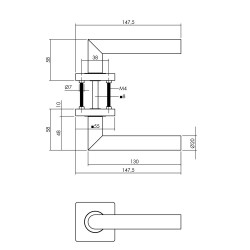 INTERSTEEL DEURKRUK BASTIAN OP ROZET 55X55X10 MM ZWART