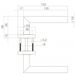 INTERSTEEL DEURKRUK HOEK 90Â° GEVEERD OP ROZET ø˜53X10 MET RING RVS GE