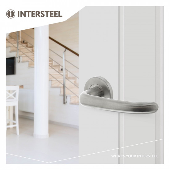 INTERSTEEL DEURKRUK SABEL OP ROZET MET 7 MM NOK RVS GEBORSTELD