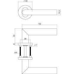 INTERSTEEL DEURKRUK GIRONA OP ROZET MET 7 MM NOK RVS GEBORSTELD