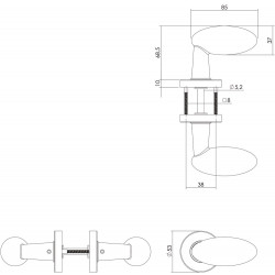 INTERSTEEL DEURKRUK GOLFCLUB GEVEERD OP ROZET ø˜52X10 MET RING RVS GEB