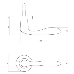 INTERSTEEL DEURKRUK BANAAN MET ROZET ø¸49X7MM VERDEKT MESSING GETROMME