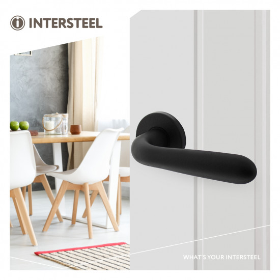 INTERSTEEL DEURKRUK MERREDIN OP ROZET ø¸50X7 MM ALUMINIUM ZWART
