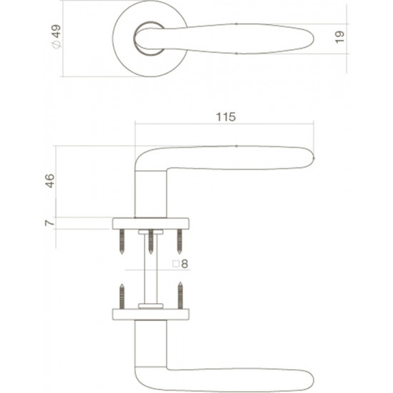INTERSTEEL DEURKRUK PHOBOS OP ROZET NIKKEL MAT