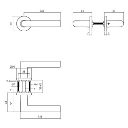 INTERSTEEL DEURKRUK BROOME OP ROZET ø¸50X7 MM ALUMINIUM ZWART