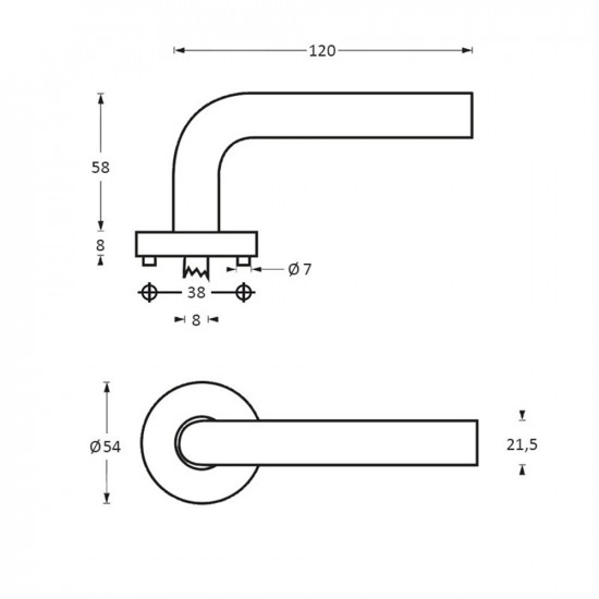 INTERSTEEL DEURKRUK JUPITER OP ROZET RVS GEBORSTELD
