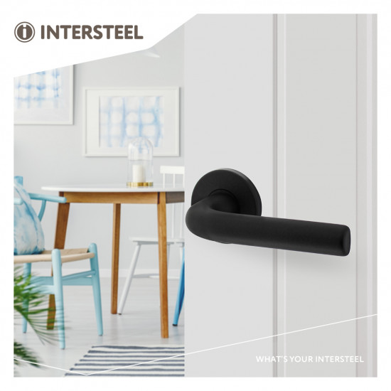 INTERSTEEL DEURKRUK EUCLA OP ROZET ø¸50X7 MM ALUMINIUM ZWART